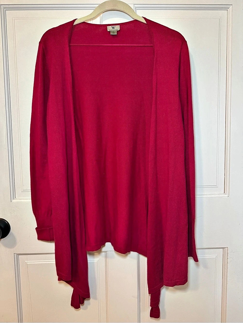 Worthington Open Front Cardigan in Pink Size Large